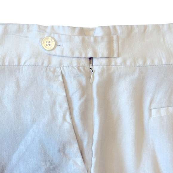 Talbots Linen Blend White Side Zip Button Palazzo Pants Wide Leg 12P #1405 - Picture 5 of 8